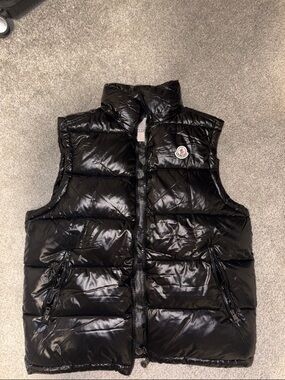 Moncler Black Glossy Quilted Down Vest